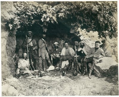 Die Party des Prinzen von Wales in Ain-et-Tin (Khan Minyeh), 1862 von Francis Bedford